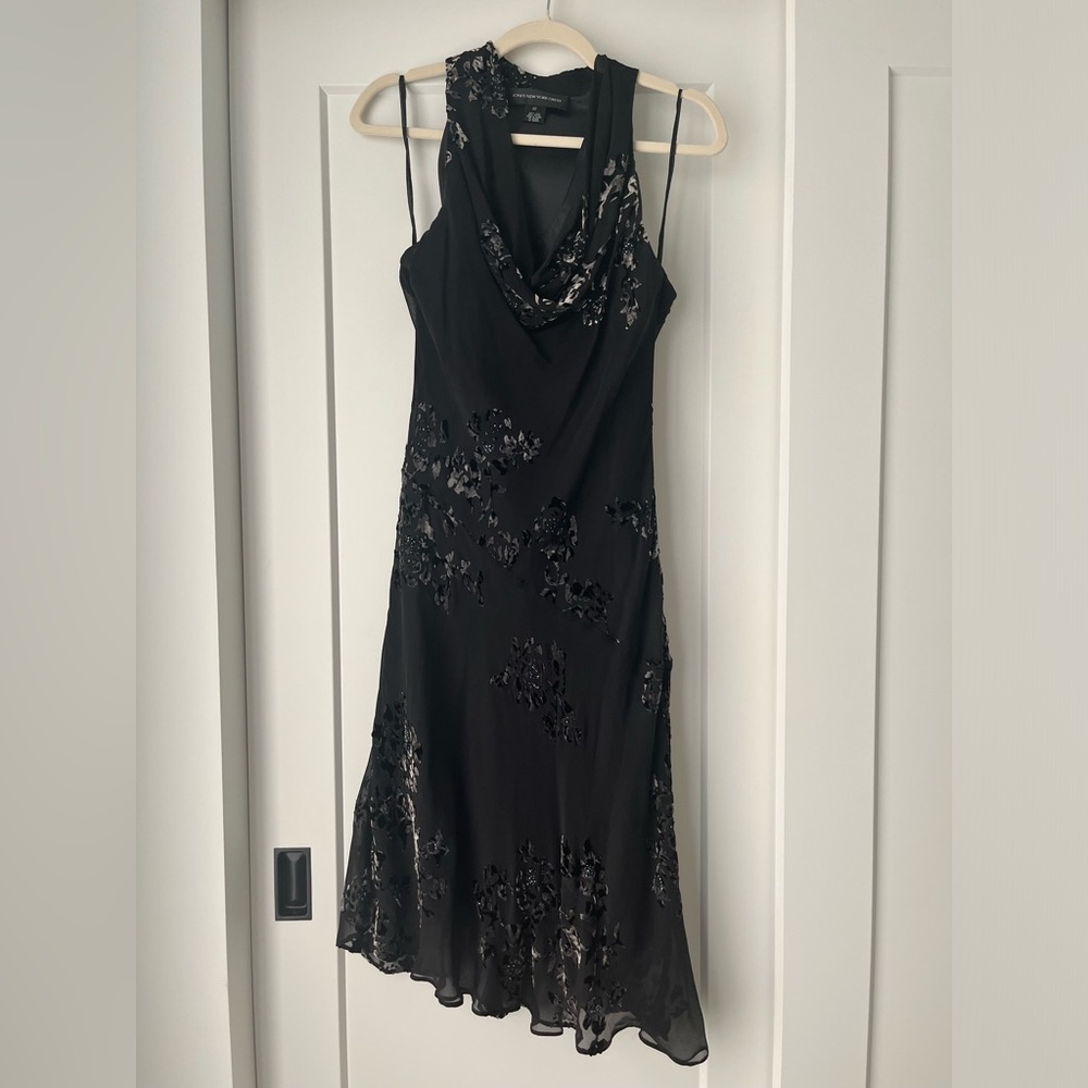 Vintage Y2K Jones New York Cowl Neck Silk & Velvet dress